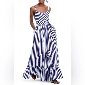 J. Crew Blue and White Striped Maxi Dress
